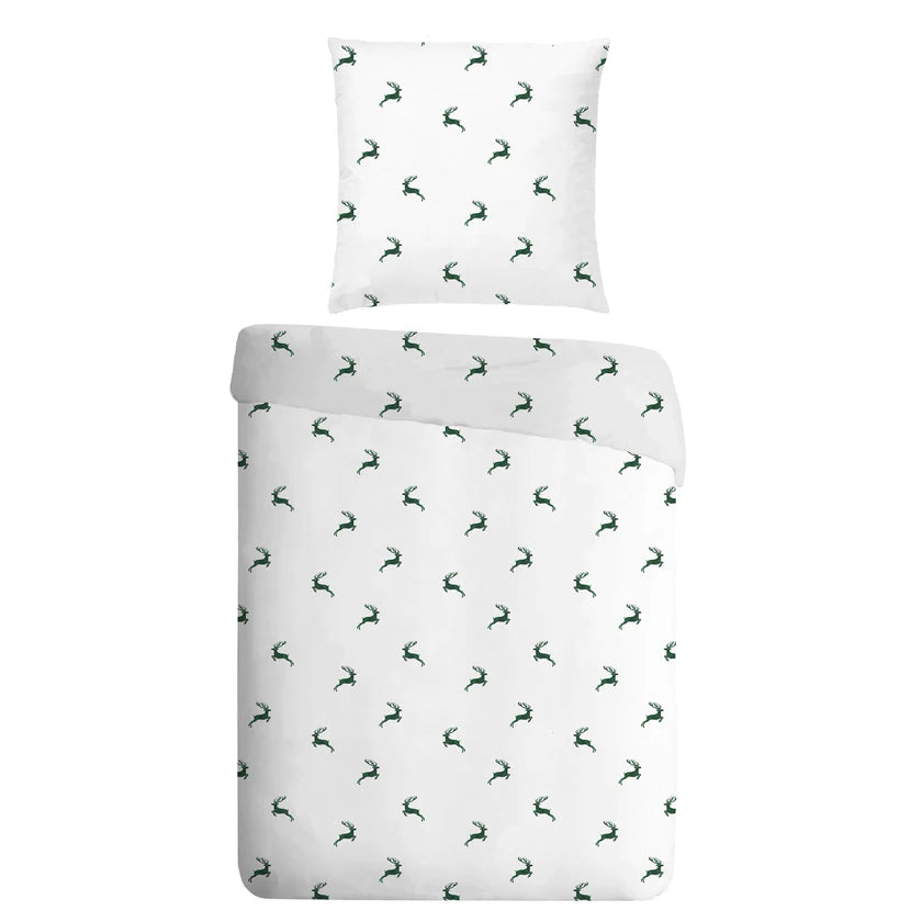 Bettwäsche Hirsch weiss grün