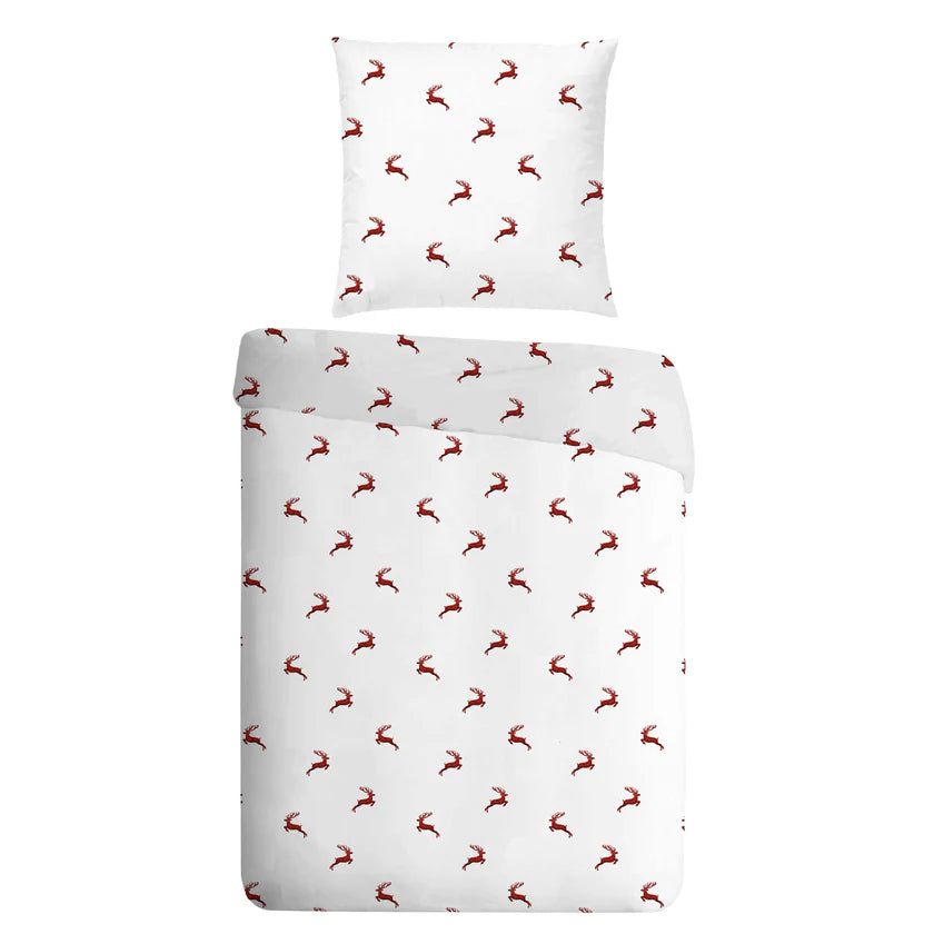 Bettwäsche Hirsch weiss rot