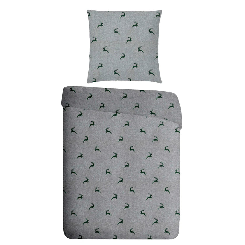 Bettwäsche Flanell grau grün