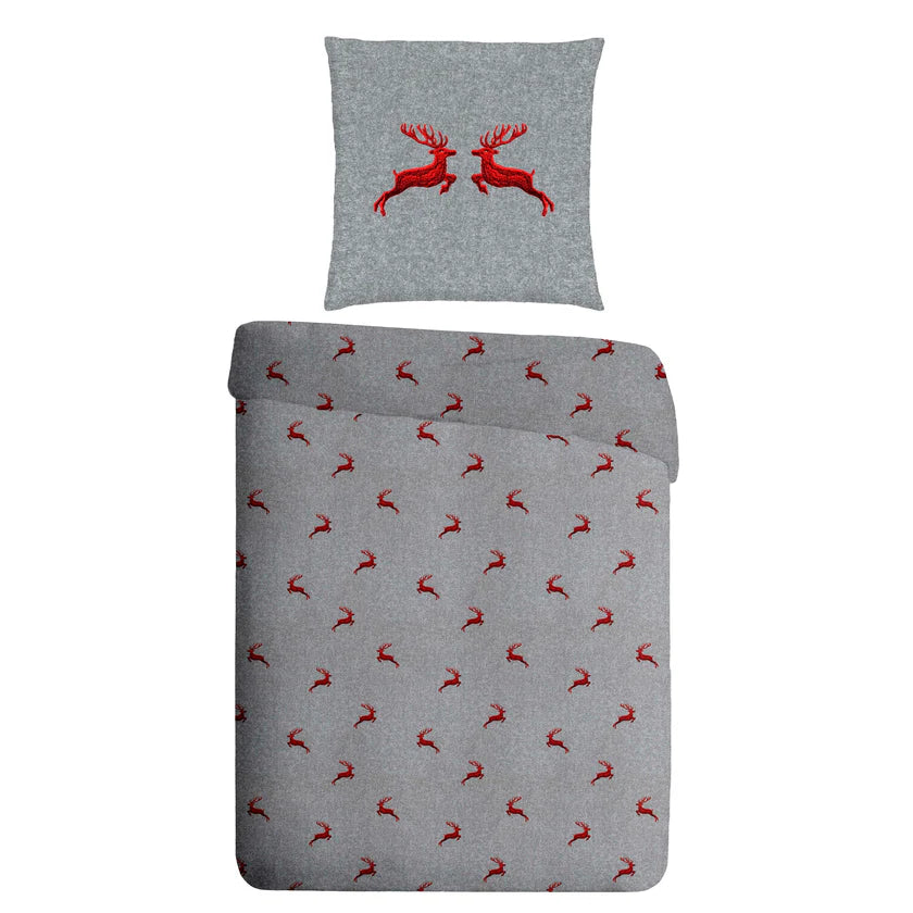 Bettwäsche grau rot