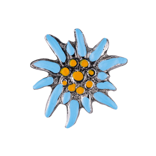 Anstecker Edelweiß blau