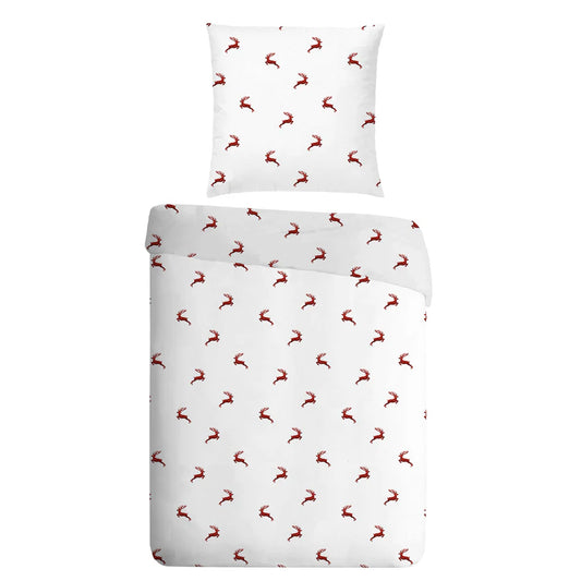 Bettwäsche Hirsch weiss rot