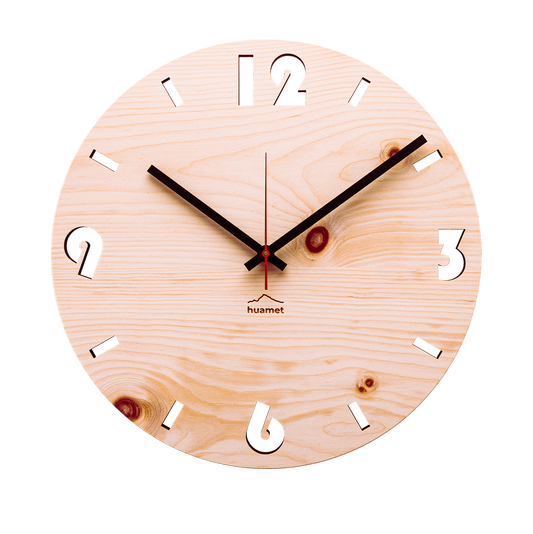 Wanduhr Duhrchbruch - Zirbe 30 cm rund geräuschlos