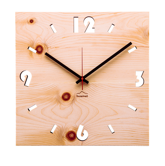 Wanduhr Duhrchbruch - Zirbe 30x30 cm geräuschlos