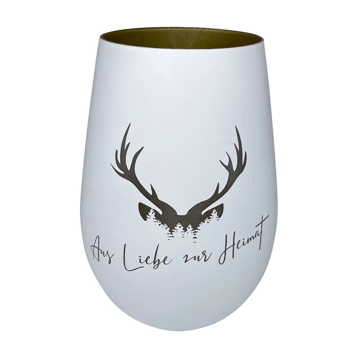 Windlicht Heimatliebe weiss/gold mit Logo