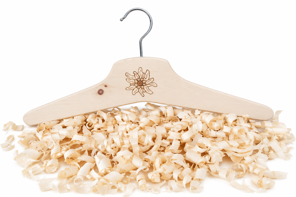 Zirben Kleiderbügel mit Edelweiss